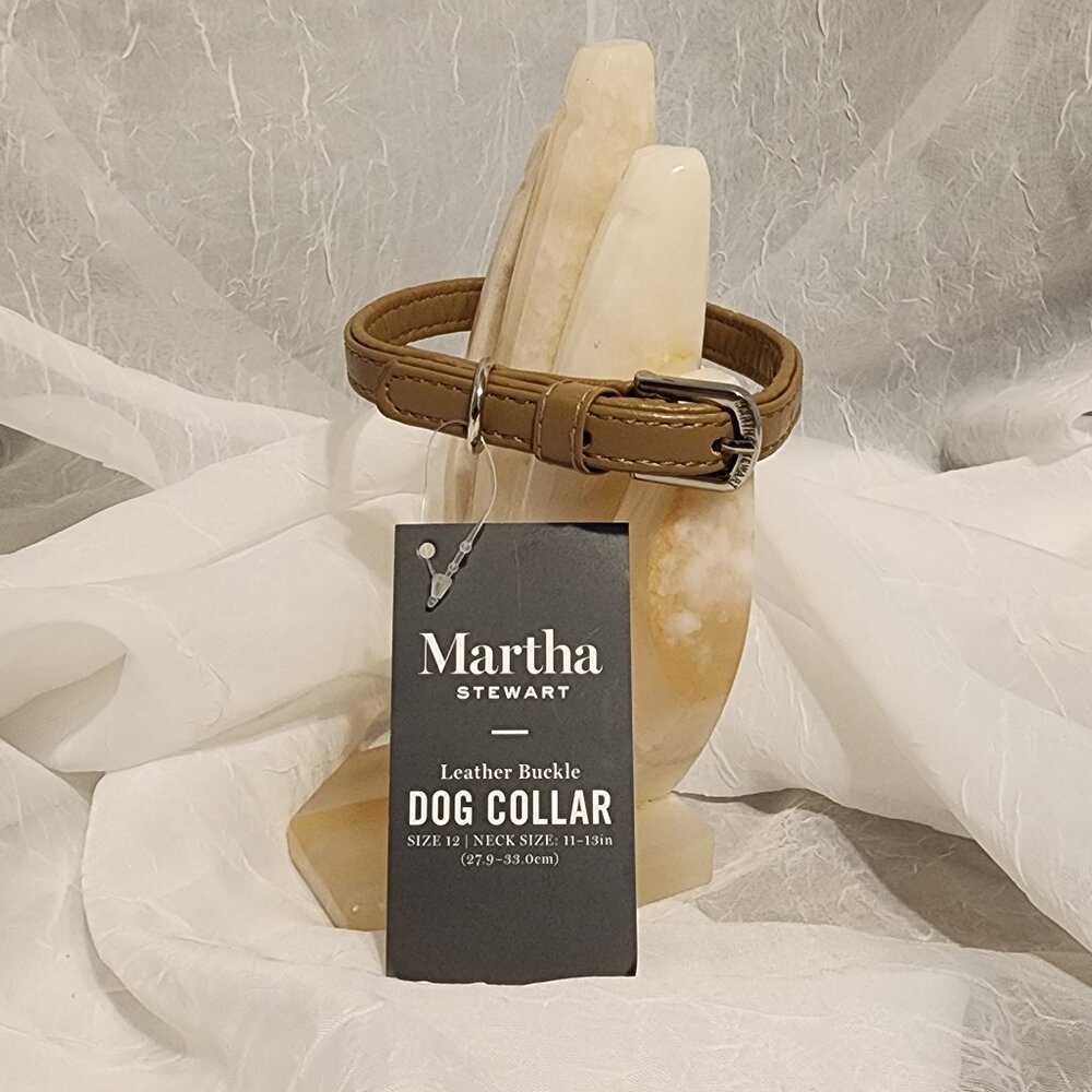 Leather Collar Dog / Cat - Size 12 - Martha Stewart